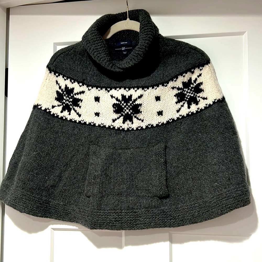 Gap Hand Knit Wool Sweater Poncho